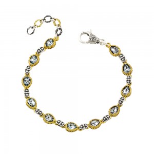 Link Bracelet with Pear Shaped Swarovski Crystals and ZirconB155-2 