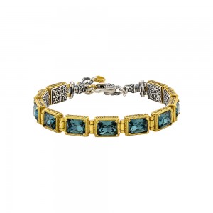 Link Bracelet With Rectangular Swarovski Crystals And Zircon B157-2