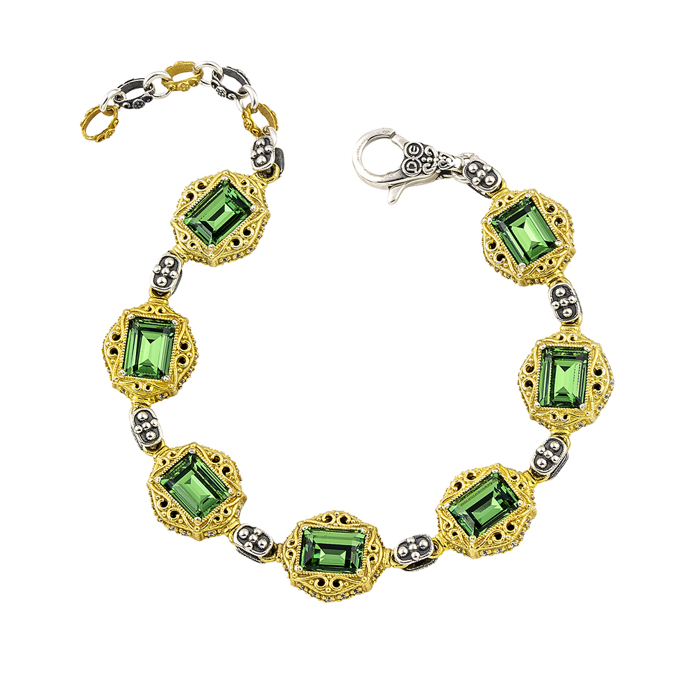 Link Bracelet with Rectangular Swarovski Crystals B158-1