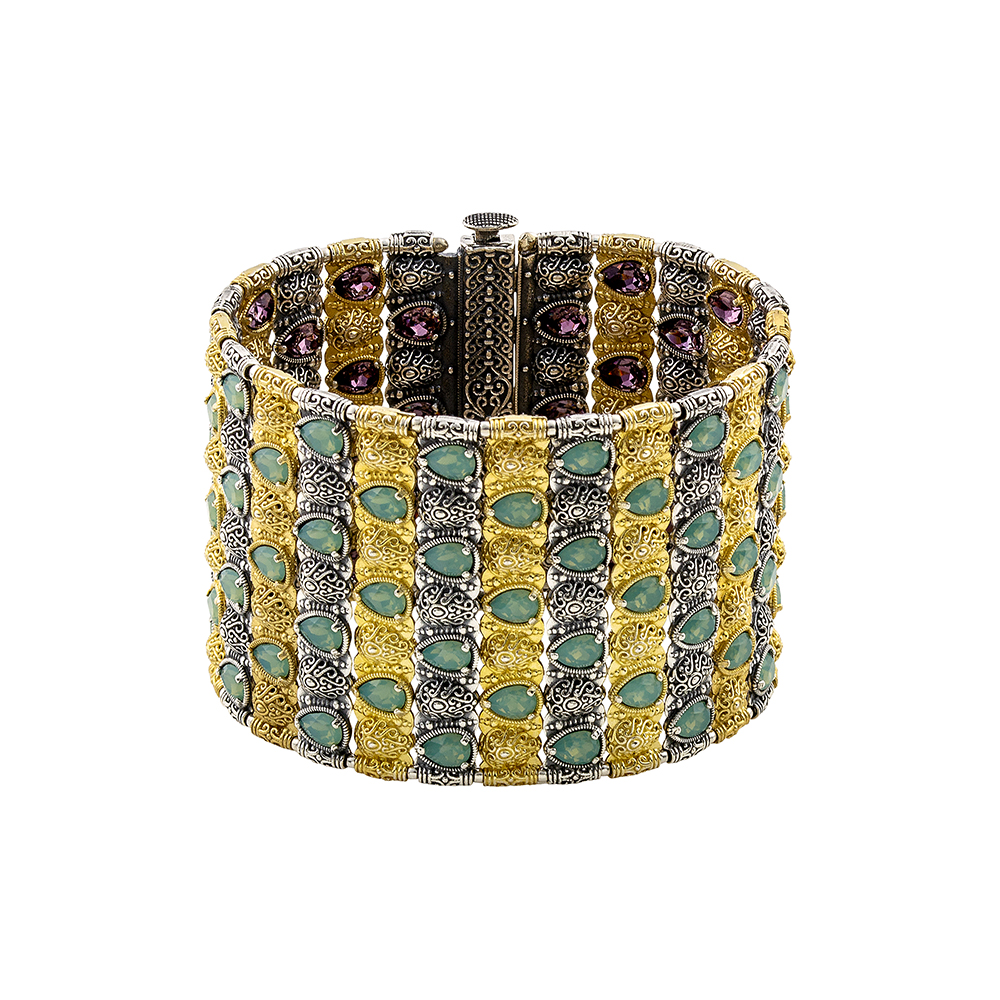 Sterling Silver Reversible Bracelet with Swarovski Stones B164