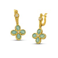 Floral Drop Earrings with Pear Shaped Swarovski Crystals and Zircon S155