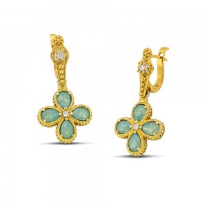 Floral Drop Earrings with Pear Shaped Swarovski Crystals and ZirconS155