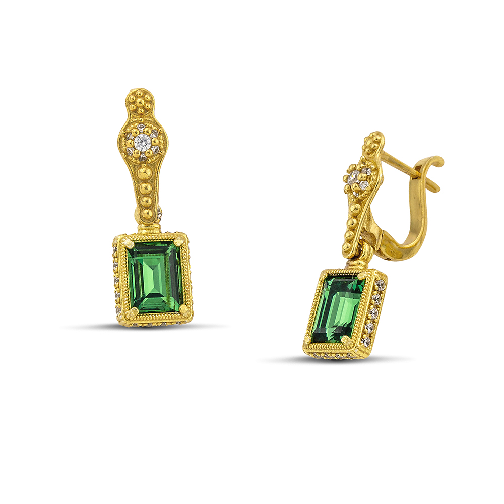 Drop Earrings With Rectangular Swarovski Crystals And Zircon S157