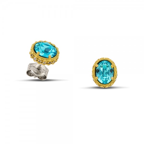 Stud Earrings with Oval Swarovski Crystals and Zircon S162