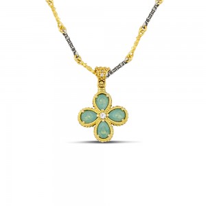 Floral Pendant with Pear Shaped Swarovski Crystals and ZirconM155