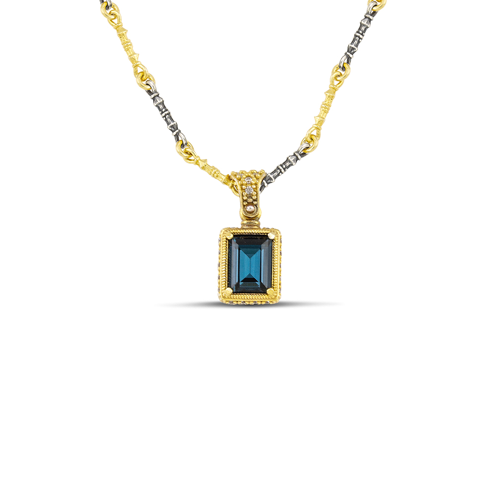 Rectangular Swarovski Crystal And Zircon Pendant M157