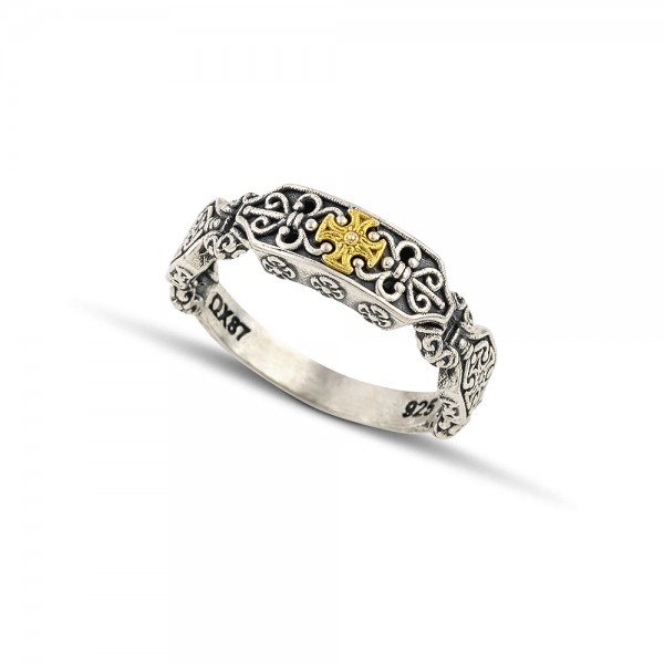 Maltese Cross Sterling Silver Band Ring with Ornate Details D151-1