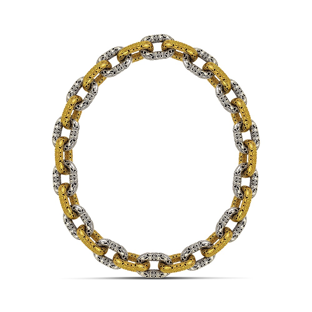 Two Tone Sterling Silver Necklace K178-1
