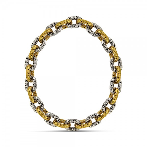Two Tone Sterling Silver Necklace K178-1