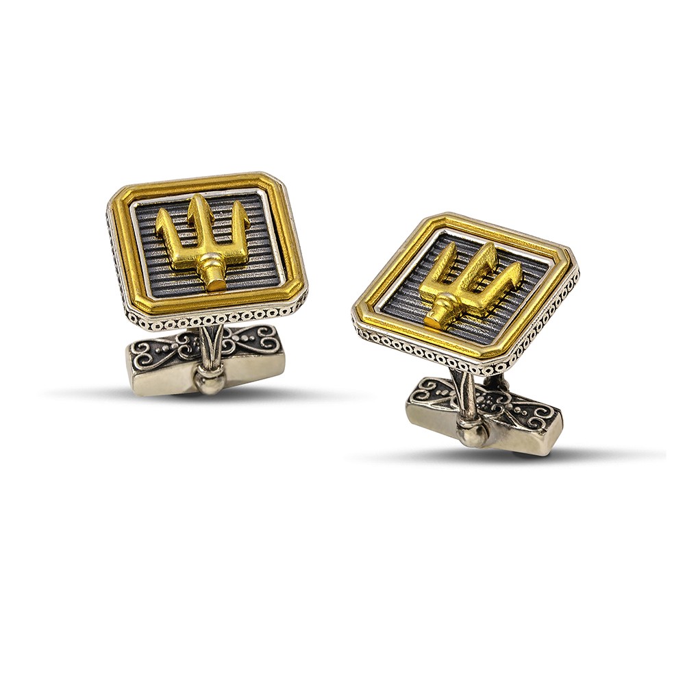 Sterling Silver Cufflinks with the Trident of Poseidon MA175 