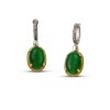 Sterling Silver Earrings with Cat Eye Stones and Gold Plated Trim S174