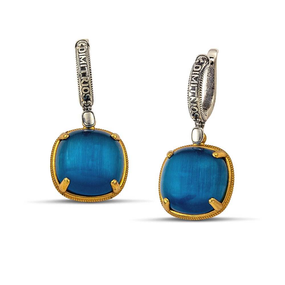 Sterling Silver Earrings with Cat Eye stones S182