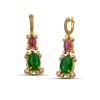 Stud Sterling Silver Earrings with Cat Eye Stones Embellished with Zircon in a gold-plated frame S183