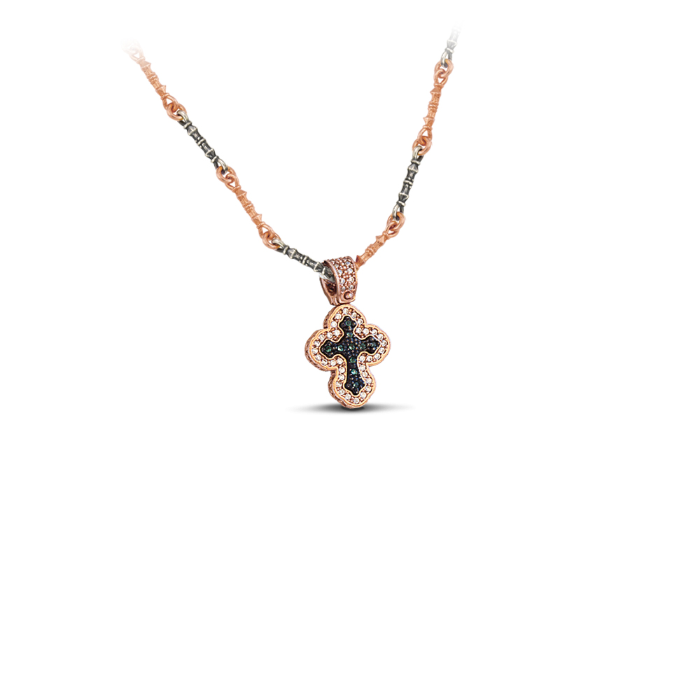 Sterling Silver Cross with Zircon Stones C249