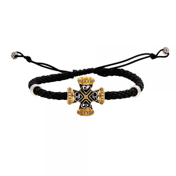 Sterling Silver Cord Bracelet Cross B444