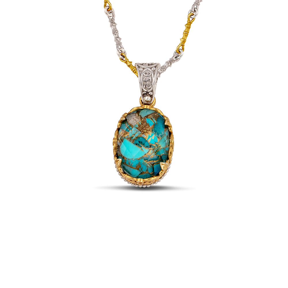 Sterling Silver Pendant with Semiprecious Stone M193-1P