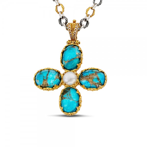 Sterling Silver Pendant with Semiprecious Stone M193-2P