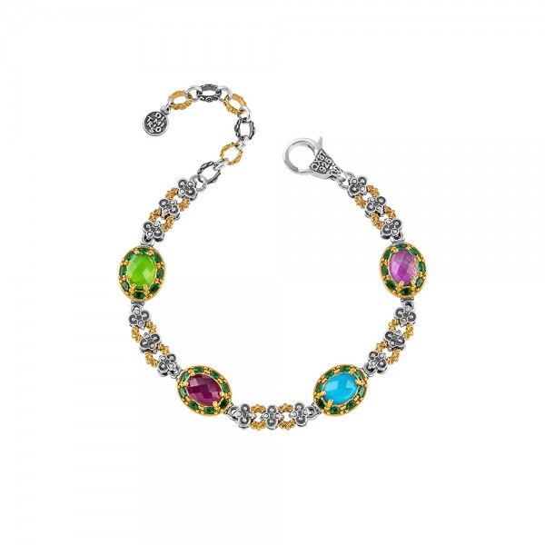 Sterling Silver Bracelet with Semiprecious Stones B203HM
