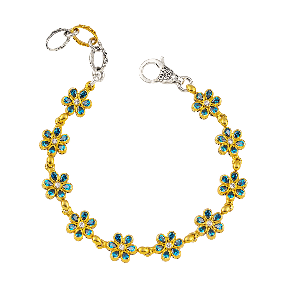 Sterling Silver Bracelet with Zircon Stones B205-2