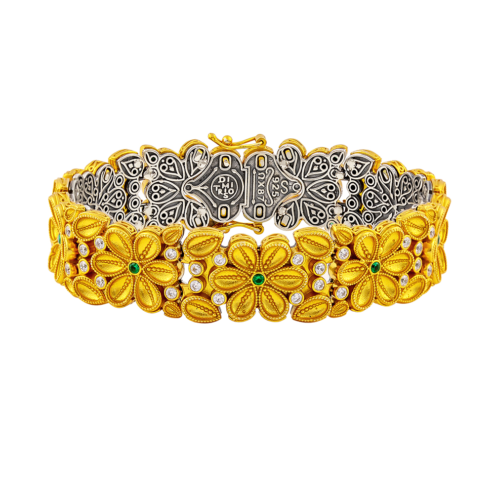 Sterling Silver Bracelet with Zircon Stones B208-1