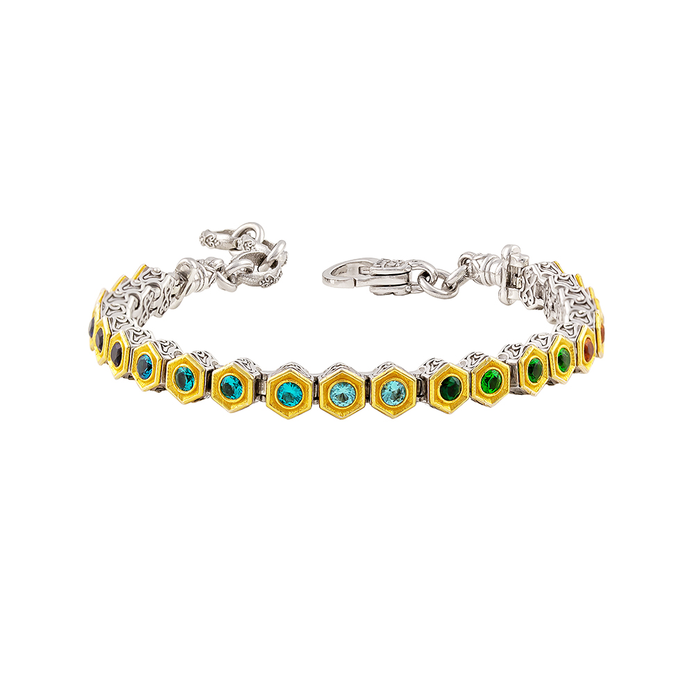 Sterling Silver Bracelet with Zircon Stones B211