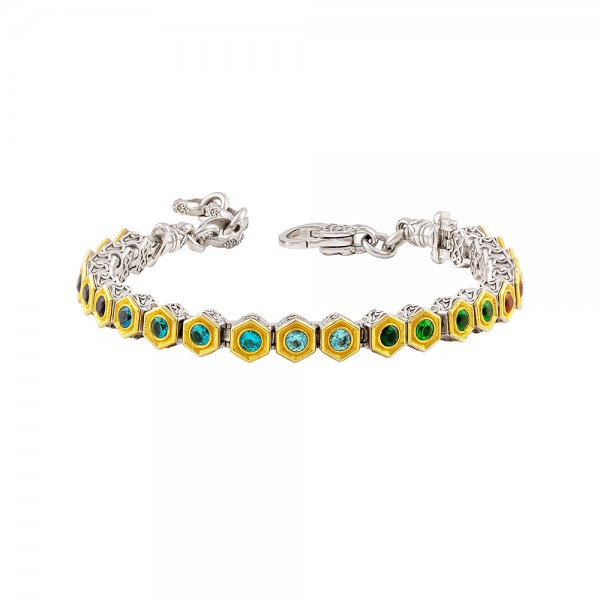 Sterling Silver Bracelet with Zircon Stones B211