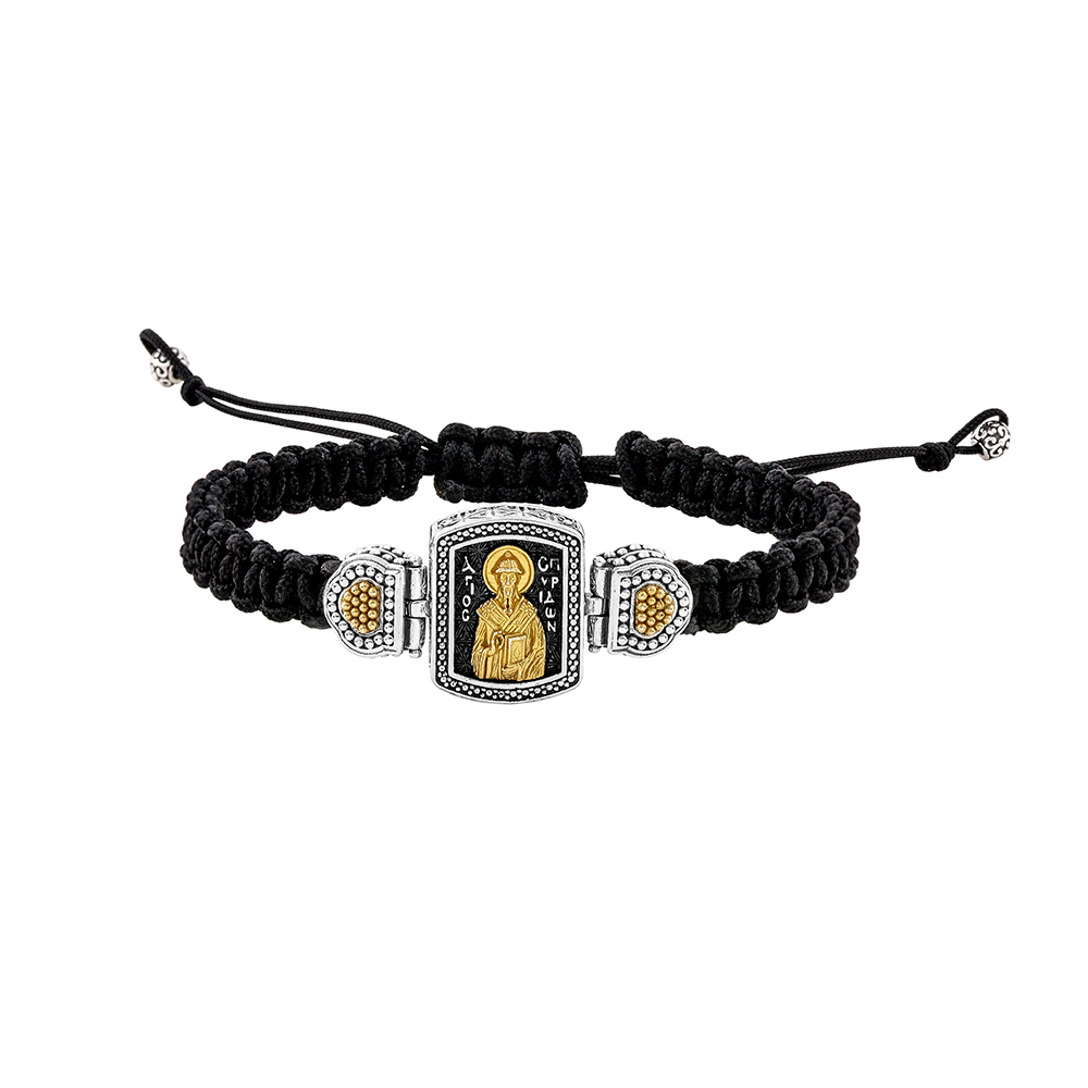 Sterling Silver Bracelet with Cord B214-4OX