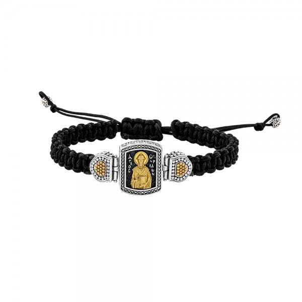 Sterling Silver Bracelet with Cord B214-4OX