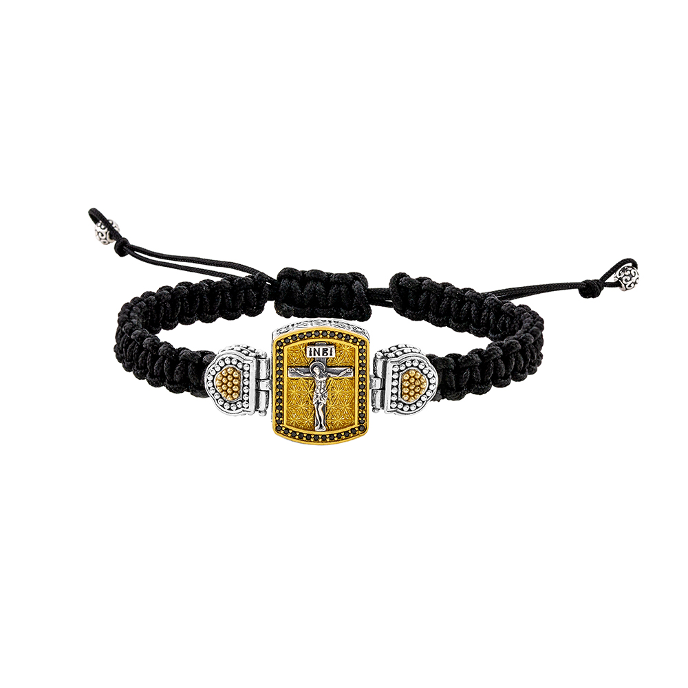 Sterling Silver Bracelet with Cord B214GP