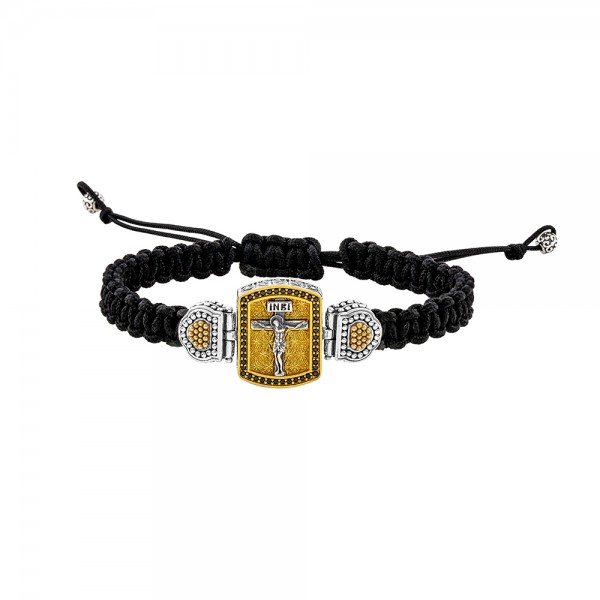 Sterling Silver Bracelet with Cord B214GP