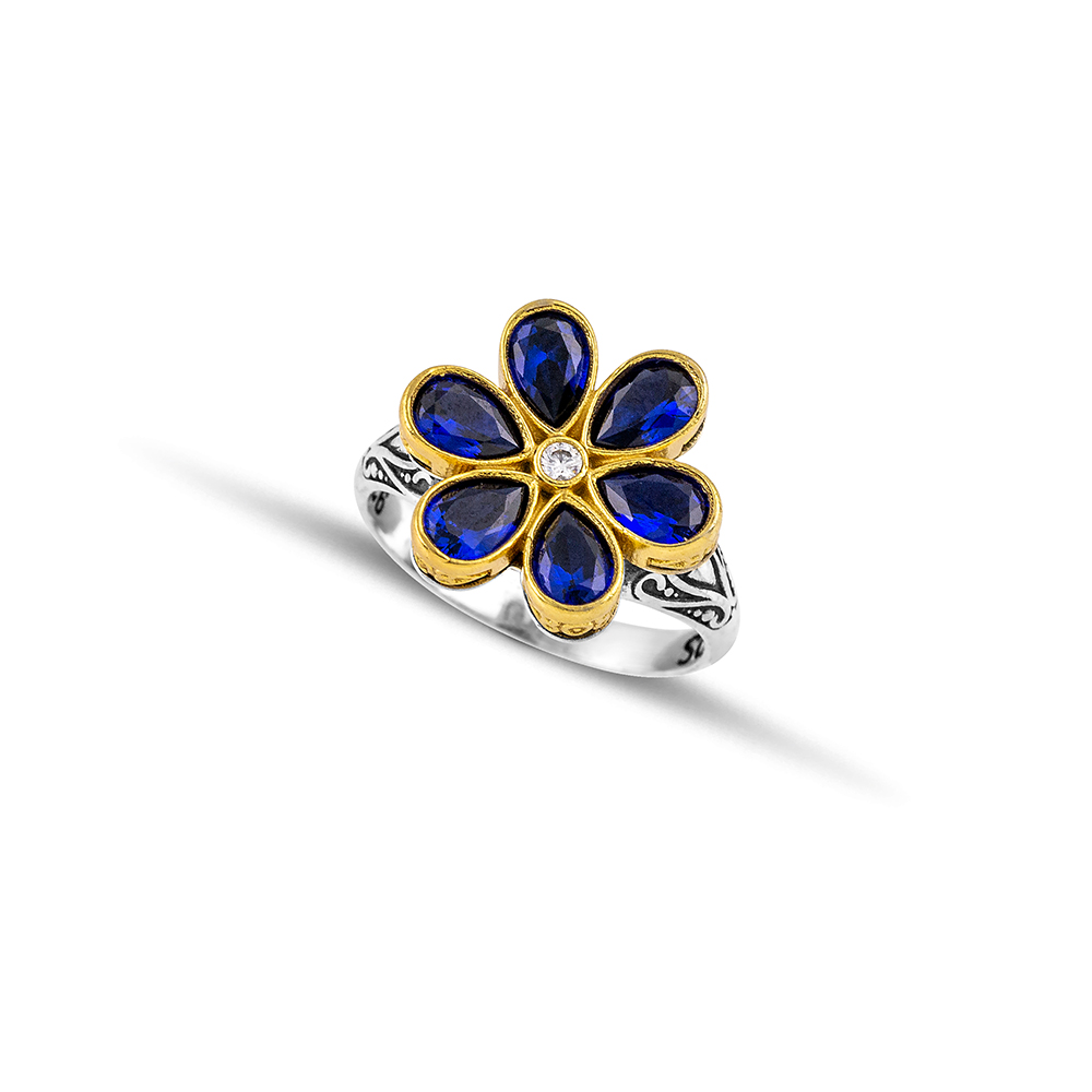 Sterling Silver Ring with Zircon Stones D205-1