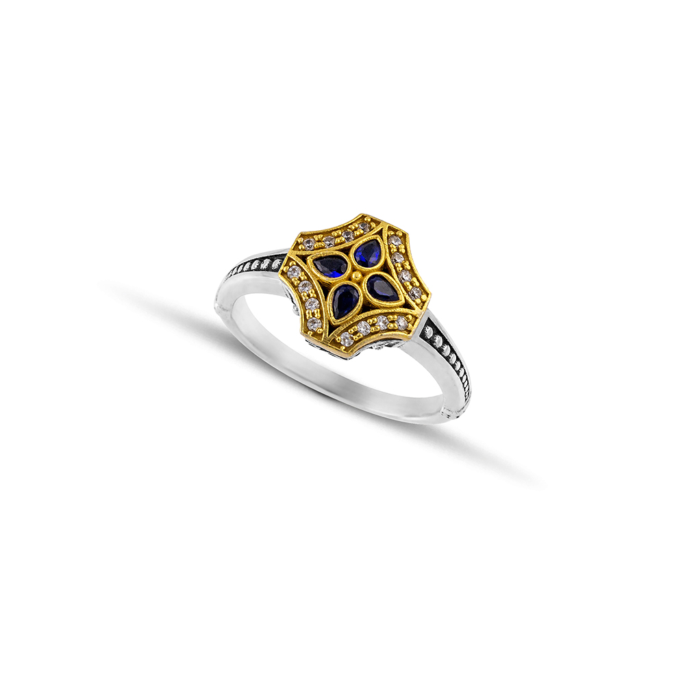 Sterling Silver Ring with Zircon Stones D206