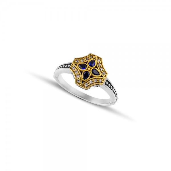 Sterling Silver Ring with Zircon Stones D206