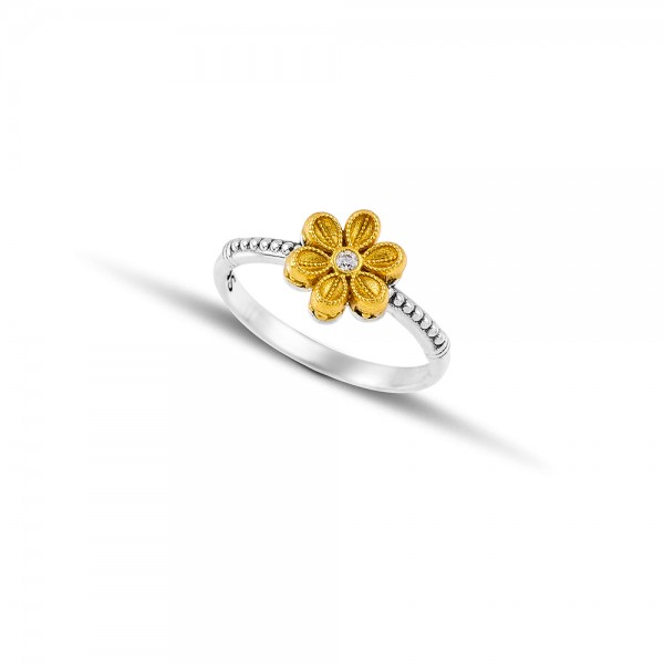 Sterling Silver Ring with Zircon Stones D208-2