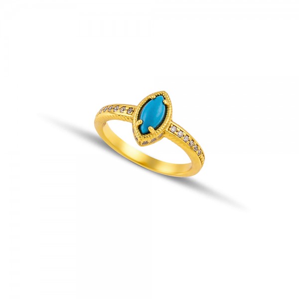 Sterling Silver Gold Plated Ring D209-2NAV
