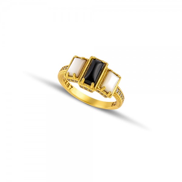 Sterling Silver Gold Plated Ring D209-3BA1