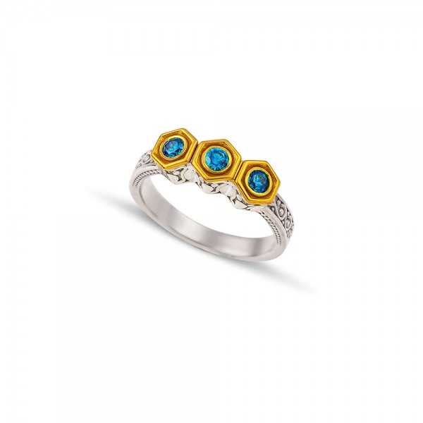 Sterling Silver Ring with Zircon Stones D211-2