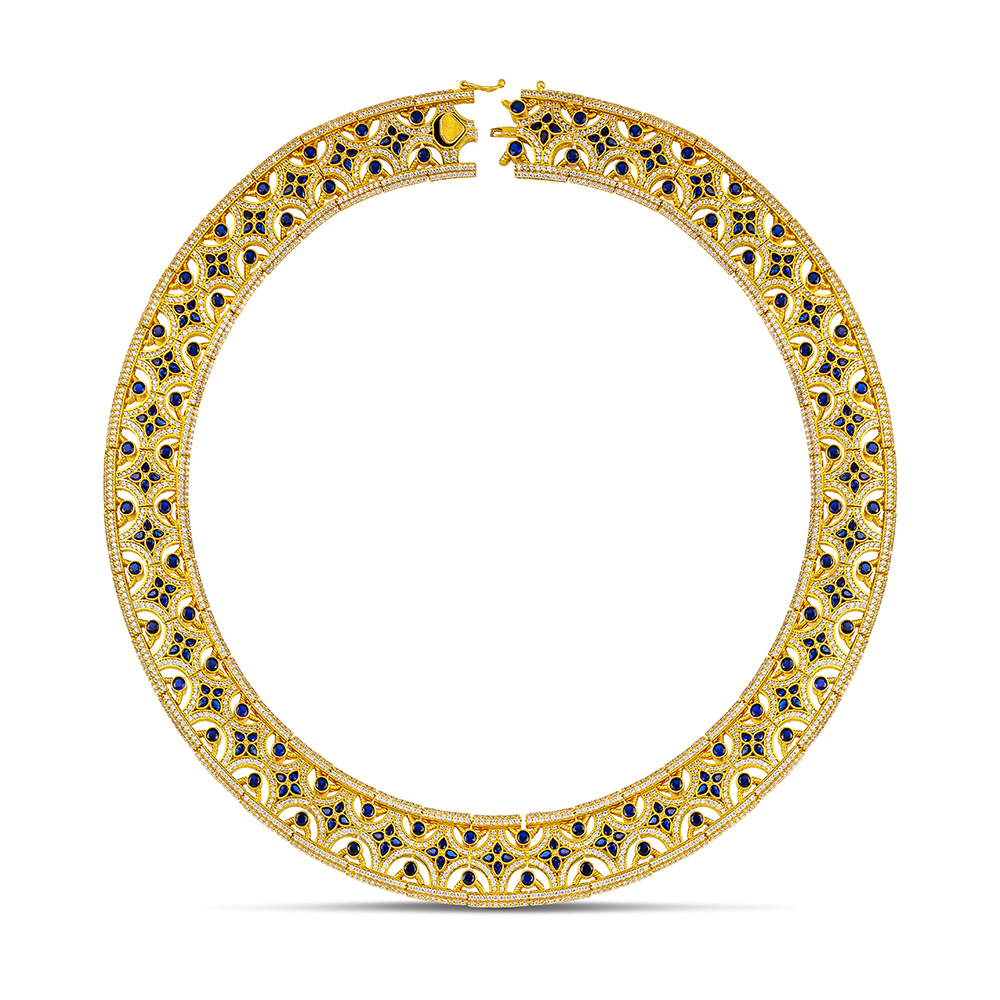 Sterling Silver Necklace with Zircon Stones K206