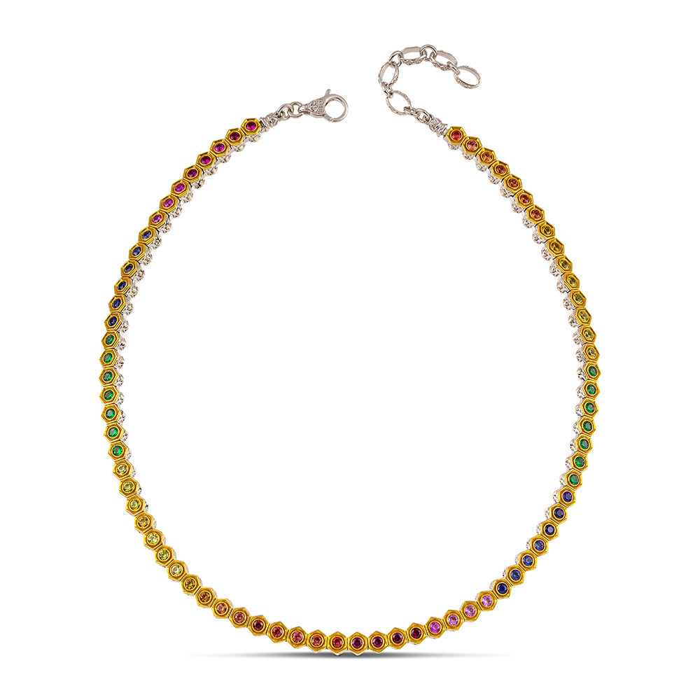 Sterling Silver Necklace with Zircon Stones K211