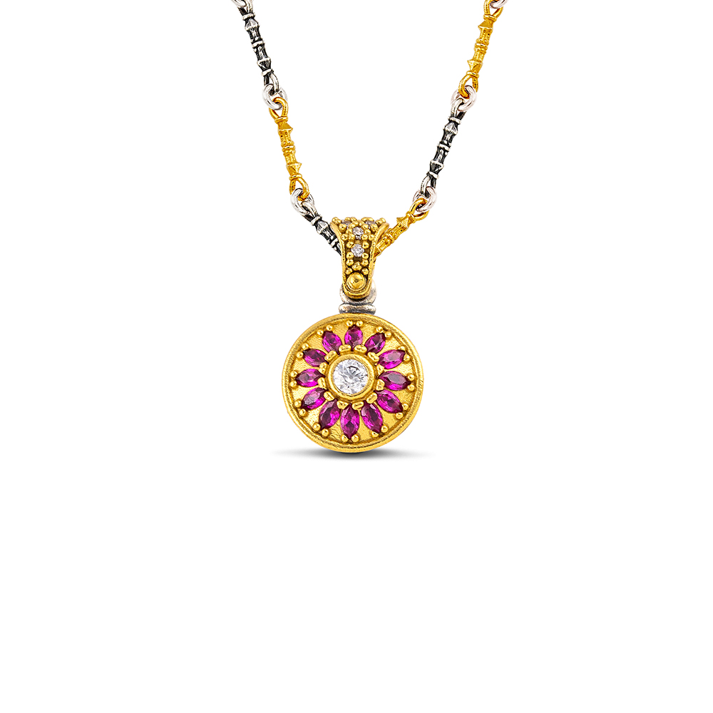 Ασημένιο Μενταγιόν με Ζιργκόν Πέτρες M204 Without Chain