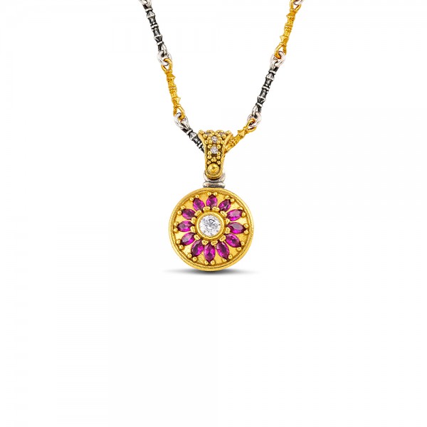 Ασημένιο Μενταγιόν με Ζιργκόν Πέτρες M204 Without Chain