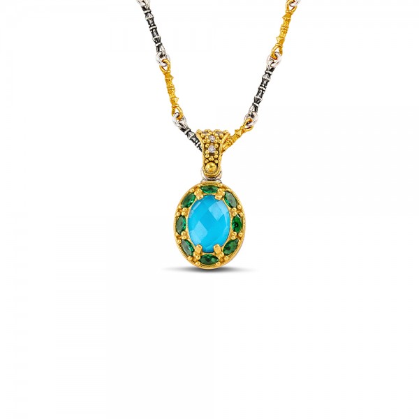 Sterling Silver Pendant with Semiprecious Stones M203HM 