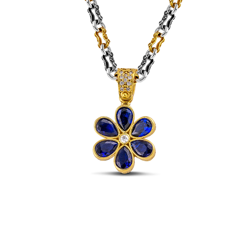 Sterling Silver Pendant with Zircon Stones M205-1 Without Chain