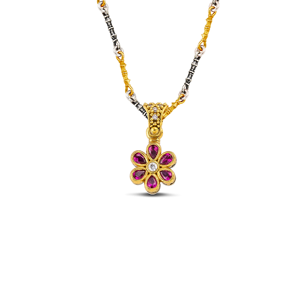 Sterling Silver Pendant with Zircon Stones M205-2 Without Chain