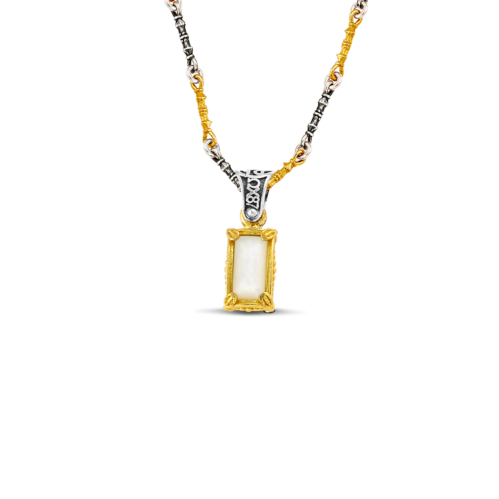 Reversible Sterling Silver Pendant with Semiprecious Stones M207