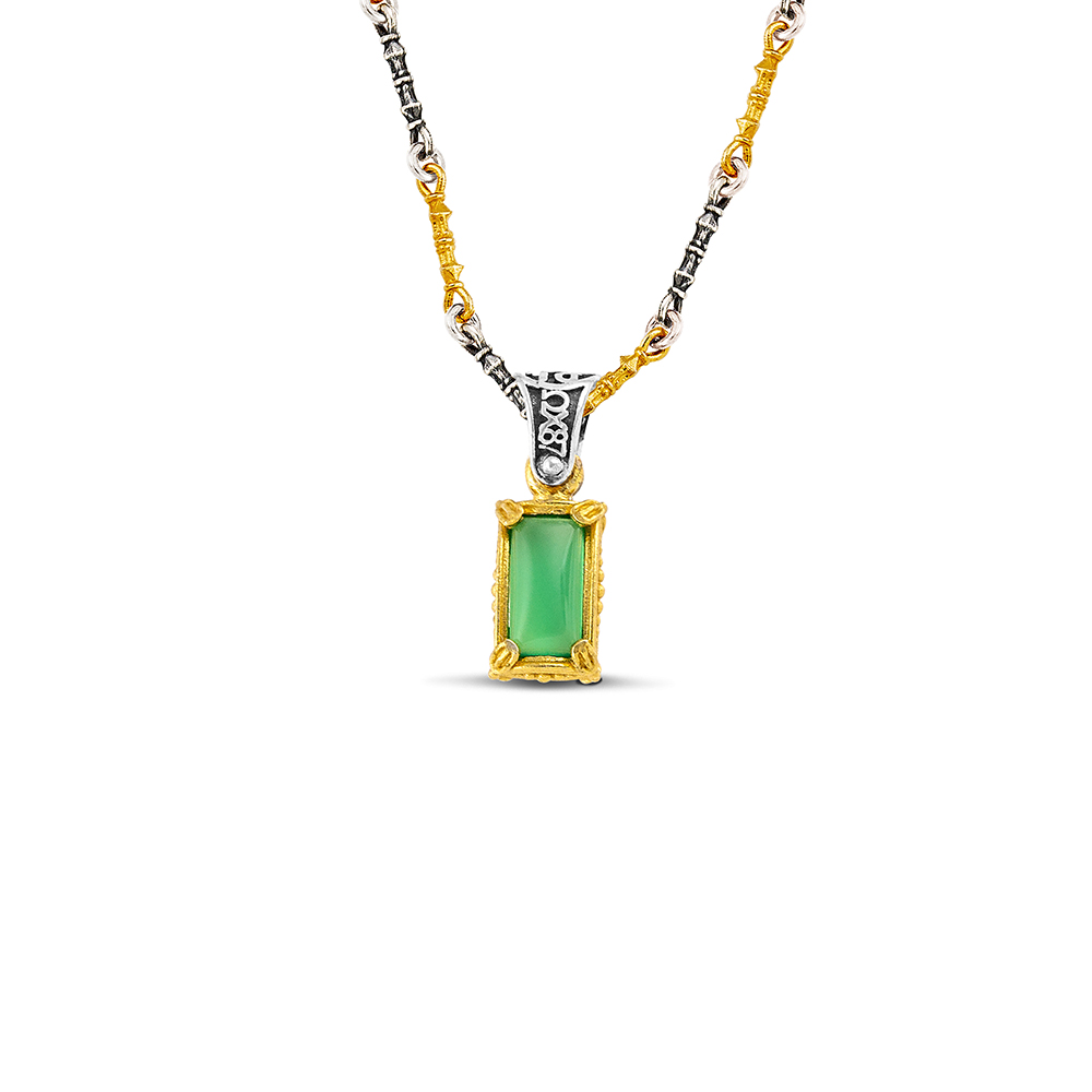 Reversible Sterling Silver Pendant with Semiprecious Stones M207