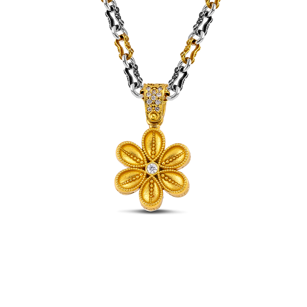 Sterling Silver Pendant with Zircon Stones M208-1