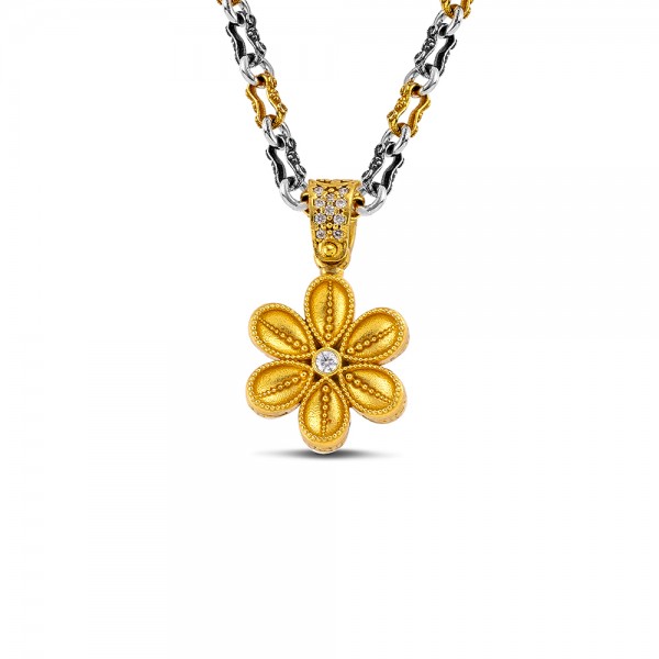 Sterling Silver Pendant with Zircon Stones M208-1