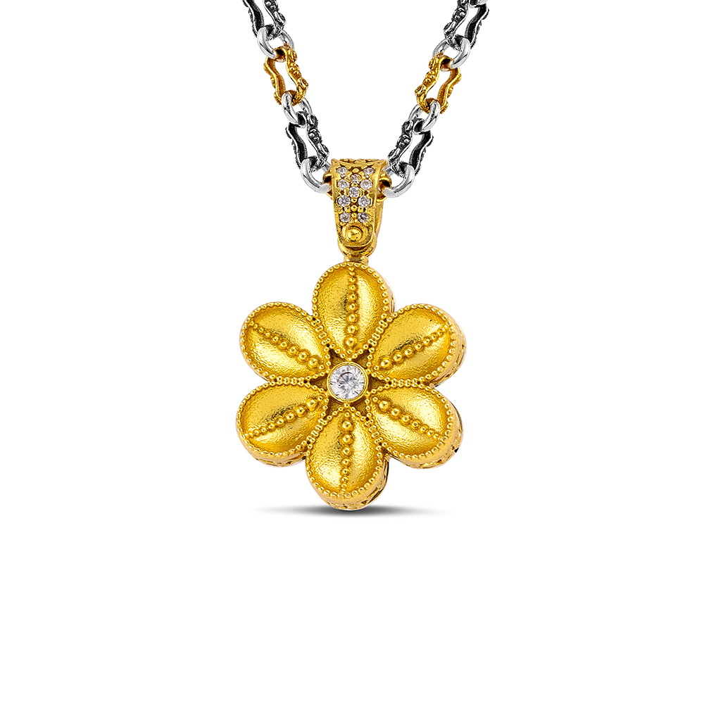 Sterling Silver Pendant with Zircon Stones M208 Without Chain