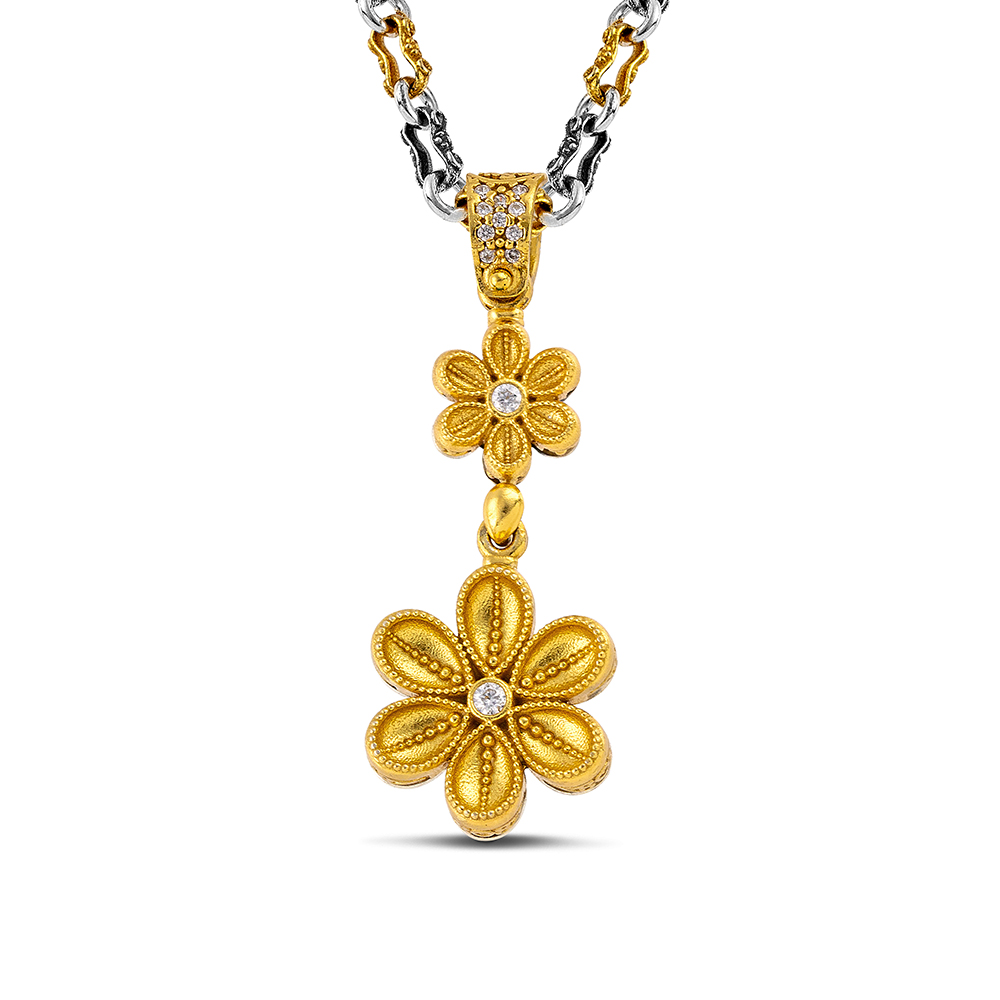 Sterling Silver Pendant with Zircon Stones M208-3 Without Chain